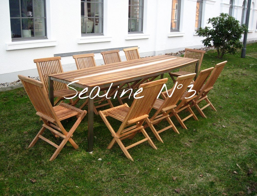 Design Tisch Sealine Nummer 3 aus Holz Metall Teak Edelstahl by Sebastian Bohry timeless design